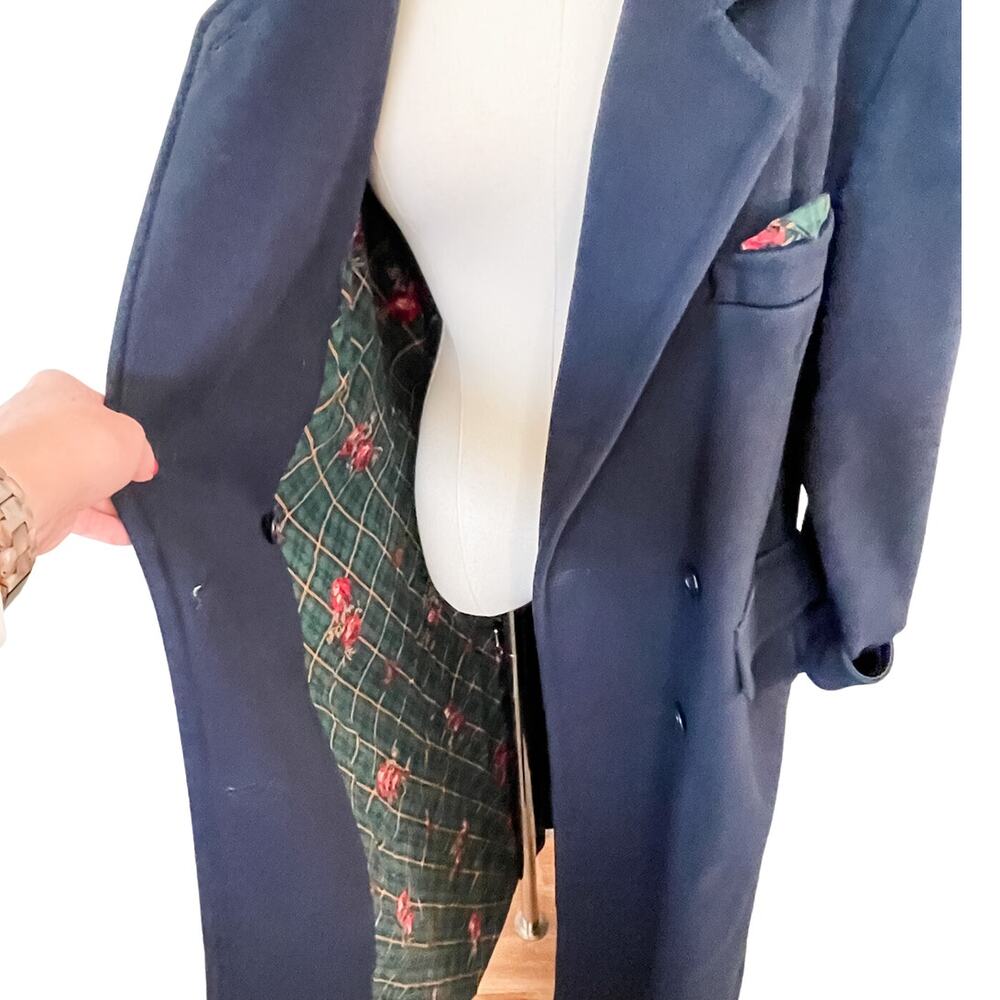 Vintage Evan Picone 100% Wool Double Breasted Long Overcoat Made USA M/L - Picture 3 of 12